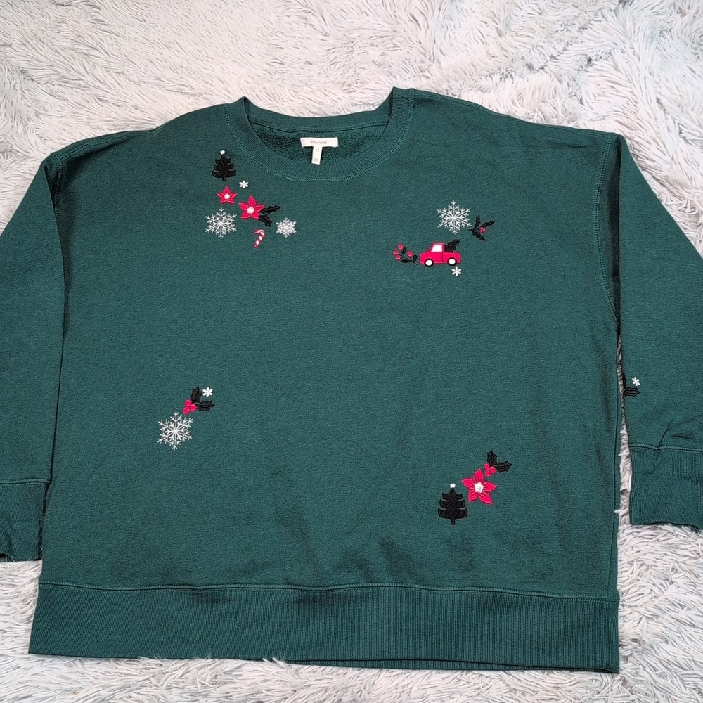Maurices Sweatshirt Womens XXL Green Comfort Casual Embroidery Soft